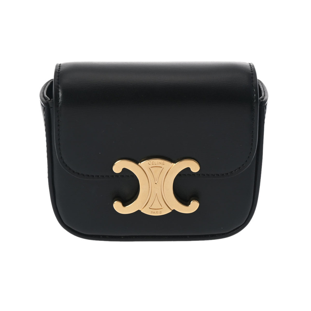 Celine Claude Black Shiny Calfskin Shoulder Bag